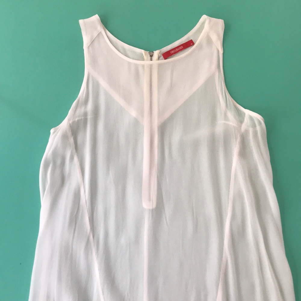 Sheer tunic with gold zipper detail